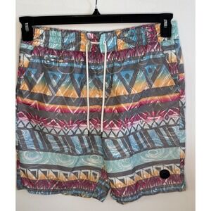 Indigenous Freedom Men's L Swim Trunks Board Shorts Geometric Print Drawstring